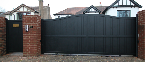 driveway and pedestrian gates with intercom